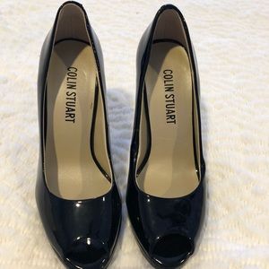 Colin Stuart Black Peep Toe Pumps